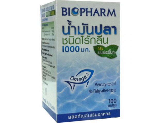 Biopharm Odourless Fish Oil 1000mg.Peppermint Flavour 100cap (ใหญ่)